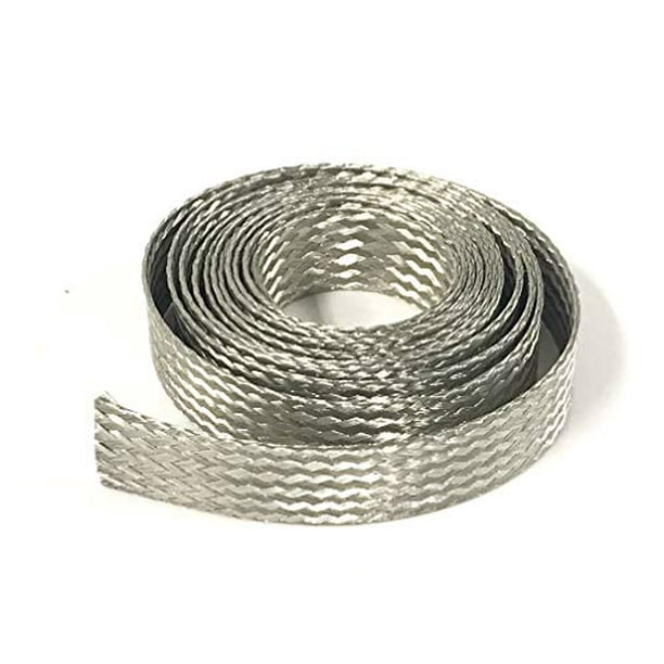 100 Ft' Flat Braided Tinned Copper Wire 1/4" Wide Ground Strap USA 100 Ft' Flat Braided Tinned Copper Wire 1/4" Wide Ground Strap USA